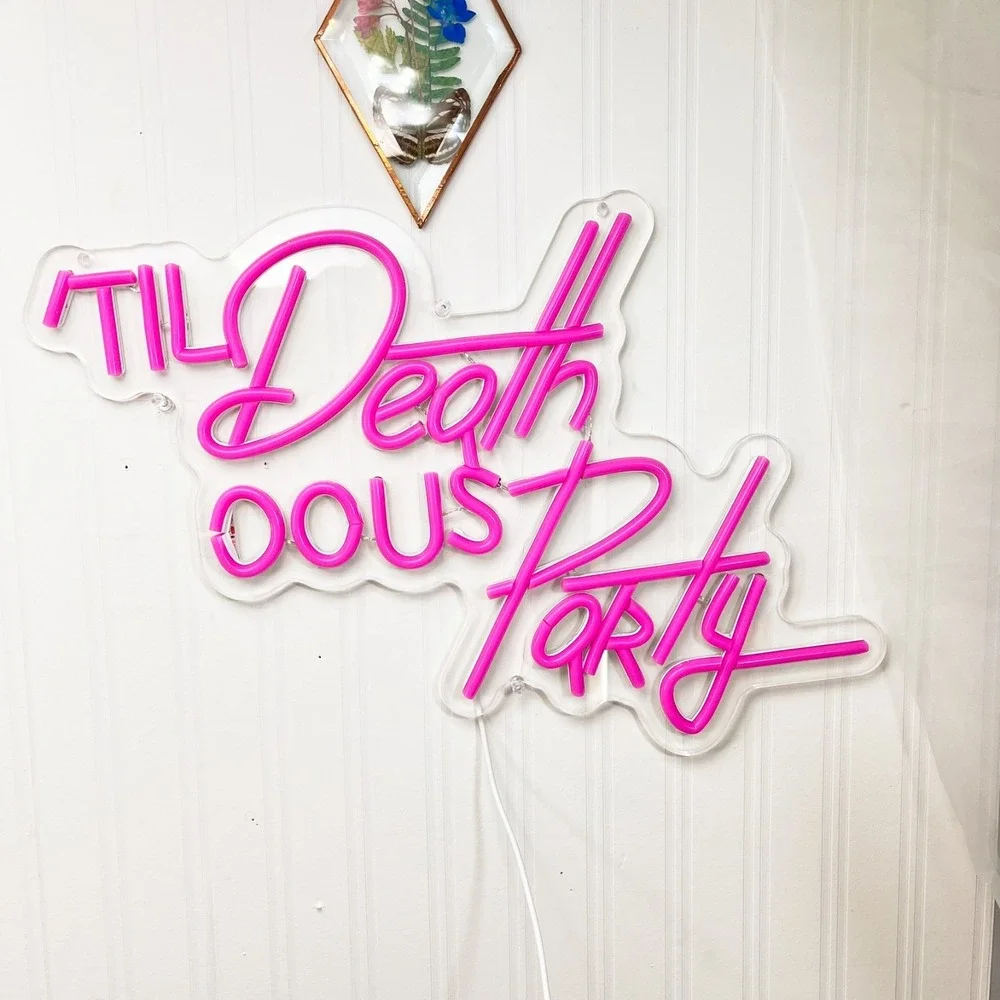 Til Death 16in x 14in LED Neon Sign Light Couple Wedding Engagement Wall Decor